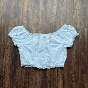 Women’s American Eagle White Cropped Off The Shoulder Peasant Blouse Top- Size M